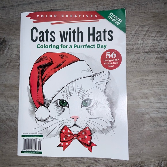 (Bin 4) Color Creatives, cats w/ hats, 56 pages of cats in hats, silly and fun - Picture 1 of 4